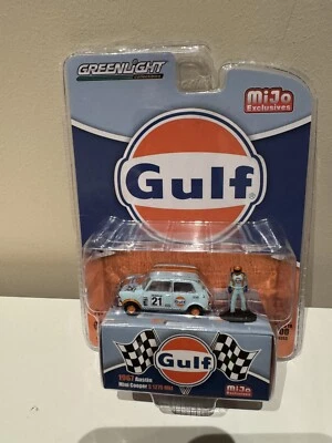 Greenlight 1:64 Classic Mini Cooper Gulf Oil Edición Especial Carreras Foto 1 de 4