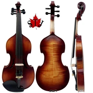 Violino elettrico/acustico stile barocco 5 corde colore marrone full size violino - Foto 1 di 10
