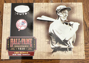 2004 Leaf Certified Cuts Hall of Fame Souvenirs /100 Lou Gehrig #39/100 47 HOF