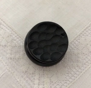 Vintage Black Tested Bakelite 1" Carved Button Metal Shank PO-22 - Bild 1 von 3