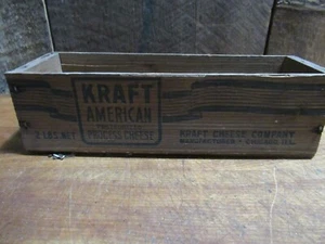 Vintage wood KRAFT AMERICAN PASTEURIZED PROCESSED CHEESE wood box (#A) - Picture 1 of 11