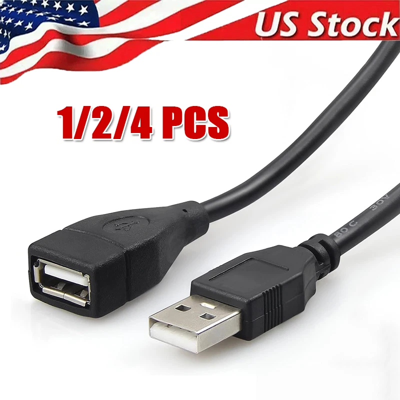 High-Speed USB to USB Extension Cable USB 2.0 Adapter Extender Cord Male/Female - Image 1 of 4