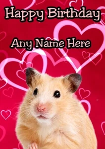 Hamster A5 Personalised Card hearts Birthday Anniversary etc MM8 - Picture 1 of 1