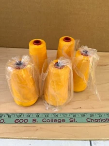 Threads USA 620116 polyester thread, T21, campus gold color, 5 spools 30,000 yd - Picture 1 of 6