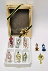 Vintage Rauch Triple Indent Mini Christmas Ornaments Glass Glitter Set of 6 - Picture 1 of 18