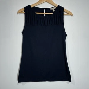 Banana Republic Blouse Womens XS Dark Navy Pleated Sleeveless Tank Blouse EUC - Picture 1 of 4