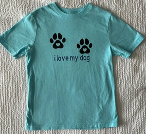 I Love My Dog Boys Medium 8 T-shirt Wonder Nation light blue Paw Print - Picture 1 of 7