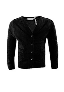 Girls Black "Knot So Bad" V-Neckline Button Down Long sleeve School Cardigan - Picture 1 of 2