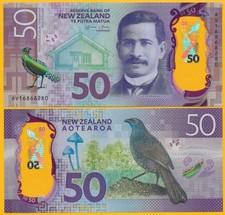 New Zealand 50 Dollars p-194 2016 UNC Polymer Banknote