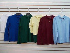 Boys IZOD Assorted Long Sleeved Uniform Polos Size 4 - 18/20H - Picture 1 of 16