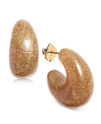 New kate spade new york Adore-Ables Glitter Small Hoop Earrings in Gold-Tone - Image 1 of 3