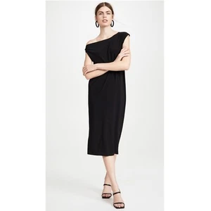 Norma Kamali Navy Blue One Shoulder Midi dress size XS New Slinky sexy - Picture 1 of 9