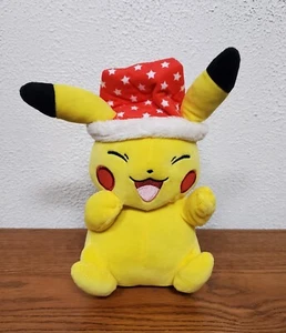 Plush Pokemon Pikachu with Christmas Hat Stuffed Animal - 9" Tall - 2022 - Picture 1 of 5