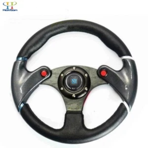 Subaru Impreza WRX Black PVC 6-Hole Universal 32cm  leather steering wheel - Picture 1 of 5