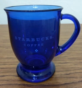 Starbucks Anchor Hocking Cobalt Blue Large Footed Mug; 5" Tall 3.5" Diameter - Picture 1 of 6