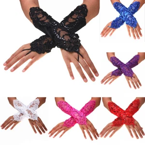 Sexy Lace Fingerless Gloves Mesh Fishnet Bride Dancing Cosplay Costumes Party US - Picture 1 of 11