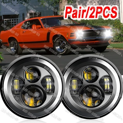 Faros LED de 7 pulgadas con par de luces de giro DRL para Ford Mustang 1965-1973 Foto 1 de 4