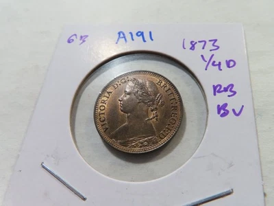 A191 Gran Bretaña 1873 Farthing rojo marrón BU Foto 1 de 2