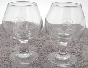 Set of 2 Di Amore Etched Brandy Snifter Glasses 4" Clear Stemware Goblets - Picture 1 of 11