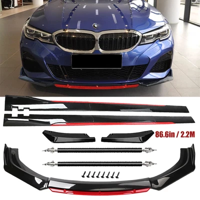 Front Bumper Lip Spoiler Splitter Side Skirt Glossy Black For BMW 640i 650i Foto 1 de 4