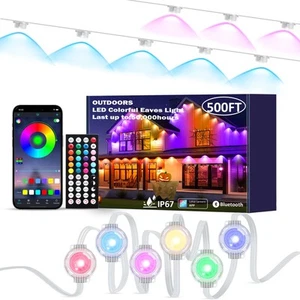 500FT Permanent Outdoor Lights RGB LED Eaves Lights with APP/Remote Control - Picture 1 of 5