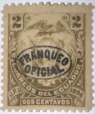 Sellos de viaje: estampillas de Ecuador Scott #O43, oficiales, 2 centavos, como nuevas, Og, con bisagras Foto 1 de 4