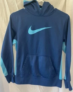 Nike Therma Fit Pullover Hoodie Youth Size Large Navy/ Baby Blue Athletic - Picture 1 of 3