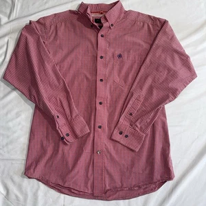 ARIAT Pro Series Vented Long Sleeve Button Down Red/Blue Plaid Shirt Mens Medium - Picture 1 of 17