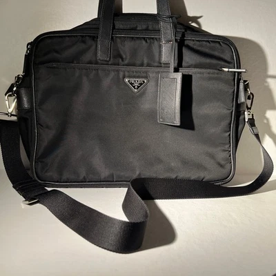 Bolsa de trabajo Prada 2VE407 Nero Tessuto + Saffiano — Juego de bloqueo combinado a 00 Foto 1 de 4
