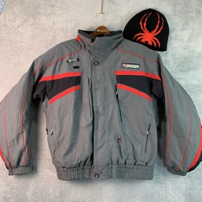 Spyder XTL 10.000mm Parka Para Hombres XL Gris Rojo Negro Impermeable Snowboard Esquí con Sombrero Foto 1 de 4