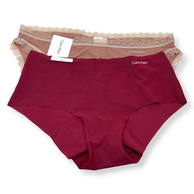 Paquete de 2 bragas festoneadas de encaje talla XS rosa rojo Calvin Klein nuevas con etiquetas para mujer Foto 1 de 4