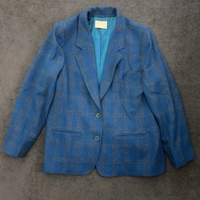 Blazer Pendleton para mujer talla 16 azul tartán estampado a cuadros 100 % lana virgen Foto 1 de 4