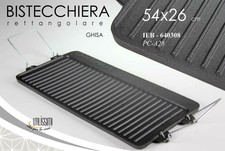 SUPER BISTECCHIERA GHISA PESANTE PIENA 54*26 RETTANGOLARE INOSSIDABILE MANICI