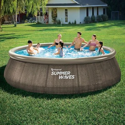 Quick Up Pool 457 x 107 cm Rattan Dark Aufstellpool 4,57 x 1,07 m Rund Ringpool - Bild 1 von 2