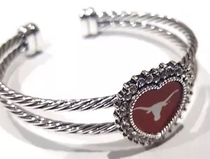 Neu Texas Longhorns herzförmiges Strass NCAA Doppelband Armband - Bild 1 von 2