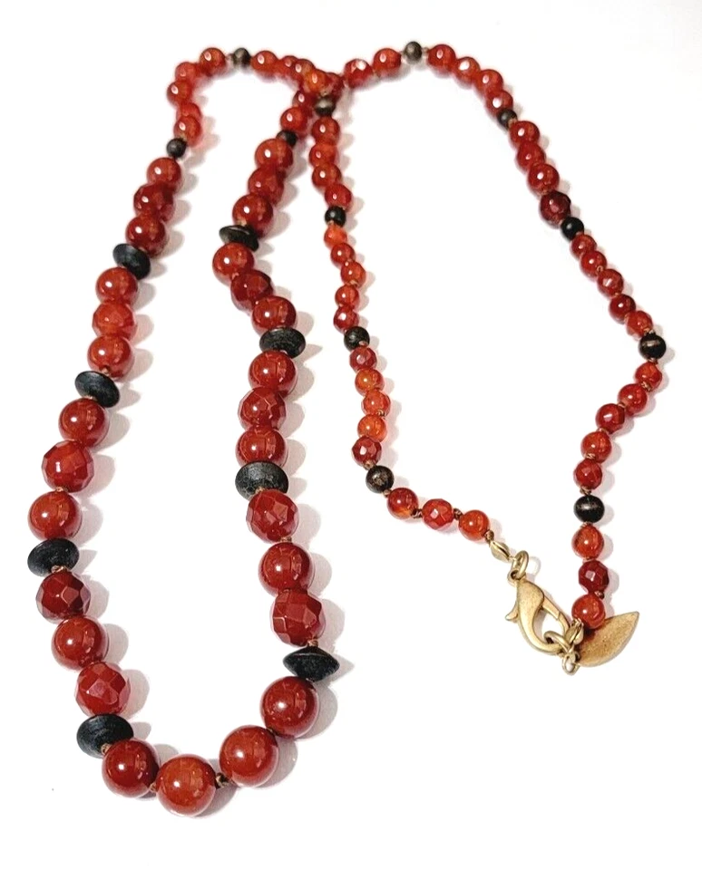 Coldwater Creek Cornalina Cuarzo Cuentas Collar 34" Diseñador Rojo Naranja br01-09 Foto 1 de 4