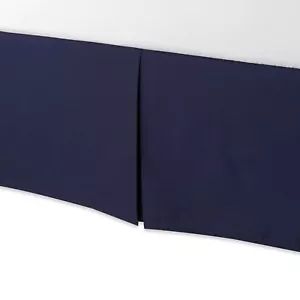 Solid Navy Pleated Tailored Bed Skirt 635 TC Cotton Split Corner All Length - Picture 1 of 1