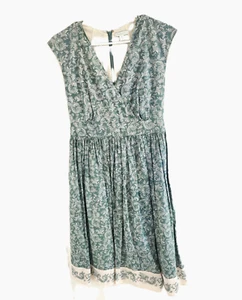Garnet Hill Floral Dress Sage Green Women's Sz 10 EUC - Picture 1 of 3