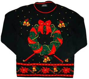 *VINTAGE* Suéter Acrílico Campana Corona Navidad Lee Klein Mujer; Hecho en EE. UU.; XL - Imagen 1 de 6