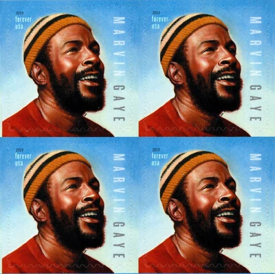 USA 2019 MARVIN GAYE SINGER & SONGWRITER BLOCK OF 4 UNCUT BACK SCOTT 5371 MNH - Image 1 of 3