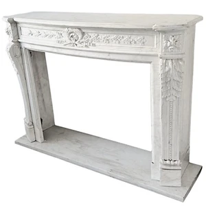 Carrara Marble Fireplace Decorations Empire Style L. 158Cm - Picture 1 of 6