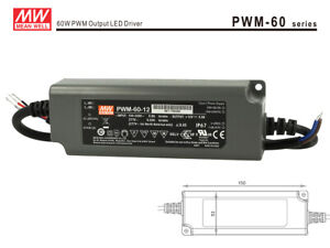 Alimentatore Led Meanwell PWM-60-12 Dimmerabile 60W 12V IP67 Dimming 3 in 1