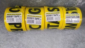 4 New Practice Social Distancing Derby Tape 3" 200' Each Caution Yellow - Picture 1 of 1