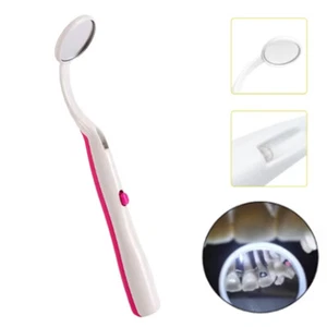 Mirror With LED Light Oral Teeth Checking Mirror Tooth Care Dentist Tools Pink - Picture 1 of 9