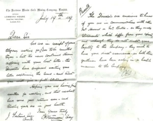 STEVENSON 1889 LONDON PRIVATE LETTER NOUVEAU MONDE GOLD MINE J FORTUNE COMO CO - Picture 1 of 3