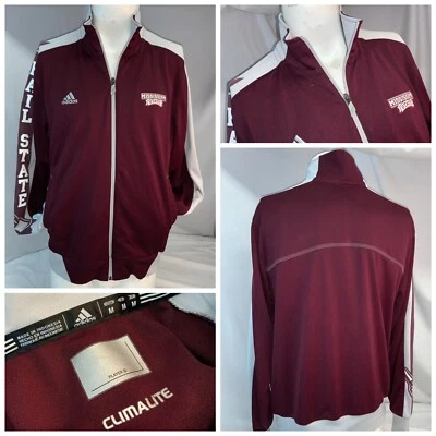 Mississippi State Bulldogs Adidas ClimaLite Jacket M Men Red Full Zip YGI K1-371 - Image 1 of 4