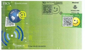 FDC SPAIN AÑO 2014 TICS, EMOTICONOS EDIFIL 4875 EN SOBRE PRIMER DÍA - Imagen 1 de 1