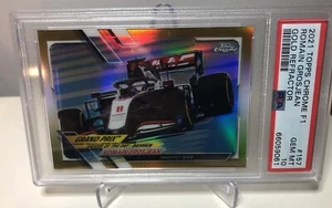 2021 Topps Chrome Formula 1 Romain Grosjean Gold Refactor PSA 10 GEM MT - Picture 1 of 2