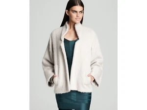 NUOVO French Connection Kristel pelliccia lana mohair alpaca scrollato cappotto giacca M 6 nuovo con etichette - Foto 1 di 9
