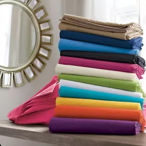Luxurious Egyptian Cotton Fitted Sheet+2 Pillow Case Select TC & Size All Solid - Picture 1 of 133